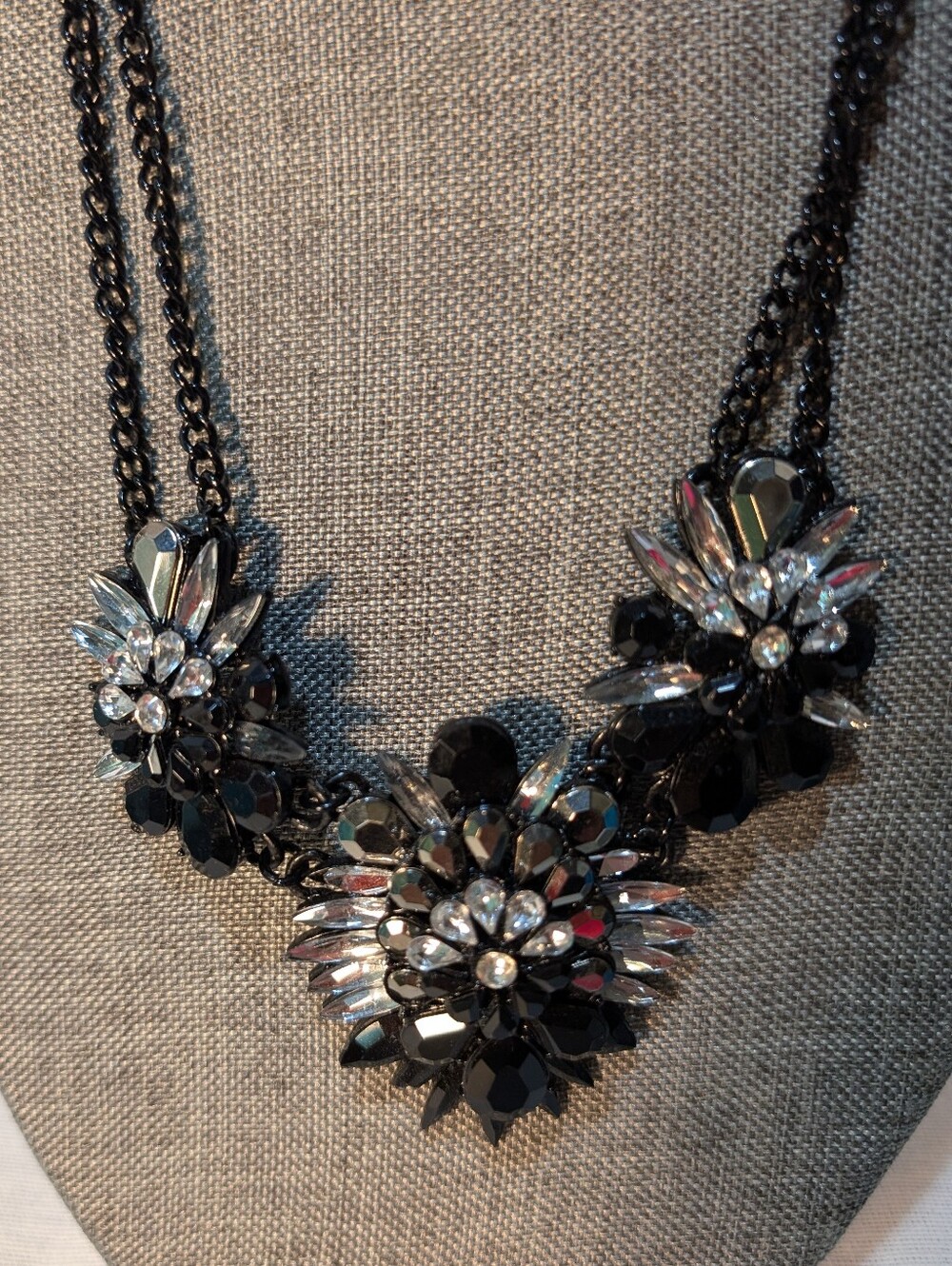 Black and Clear Costume Jewelry Necklace